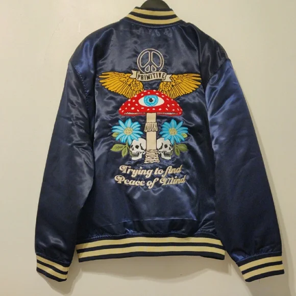 Primitive Men's Navy and Gold Varsity Jacket